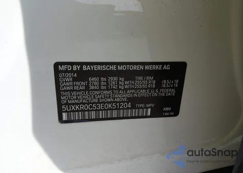 2014 BMW X5 xDrive35I from USA, damaged, VIN 5UXKR0C53E0K51204